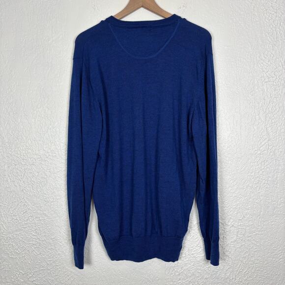 Orvis Men's Blue 100% Merino Wool V-Neck Long Sleeve Sweater Size Medium - Picture 2 of 3